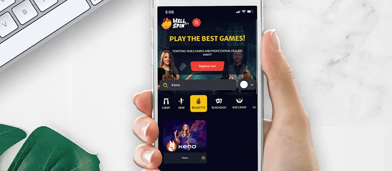 online keno at hellspin casino mobile