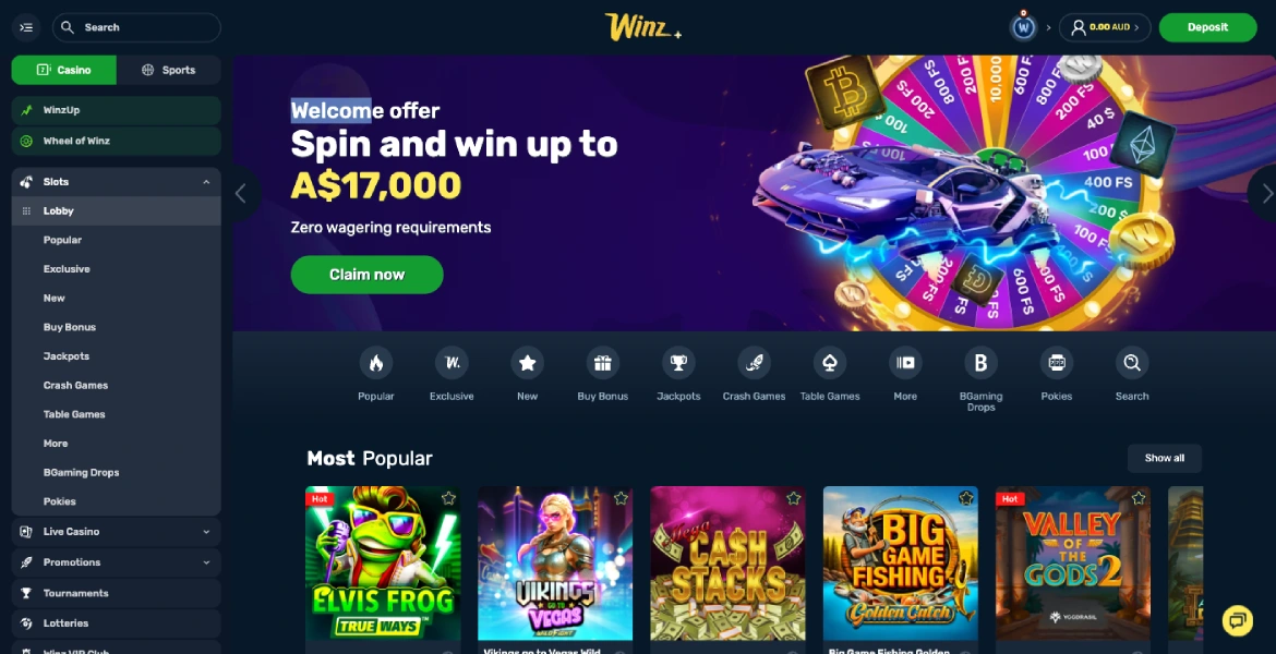 winz.io main page