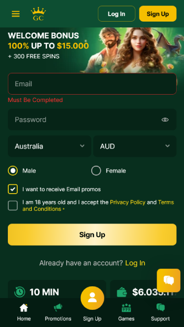 Golden Crown Casino mobile page