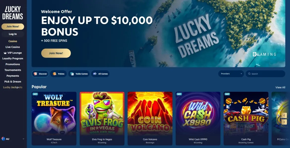 Lucky Dreams main page