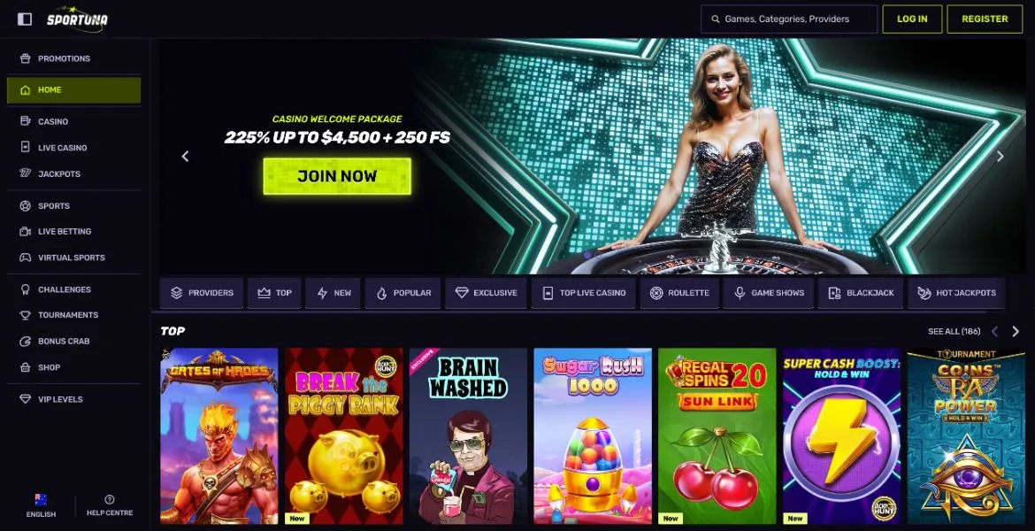 Sportuna Casino main page